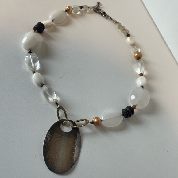 Silpada Necklace with Jade, mother of pearl, shell, and sterling silver 18” - Picture 4 of 12
